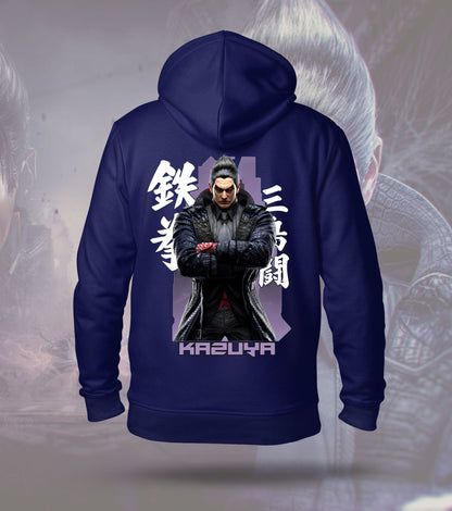 Tekken Purple Shadow hoodie back print, navy colour