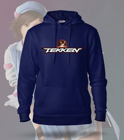 Tekken Duo Fighters hoodie front view, navy colour