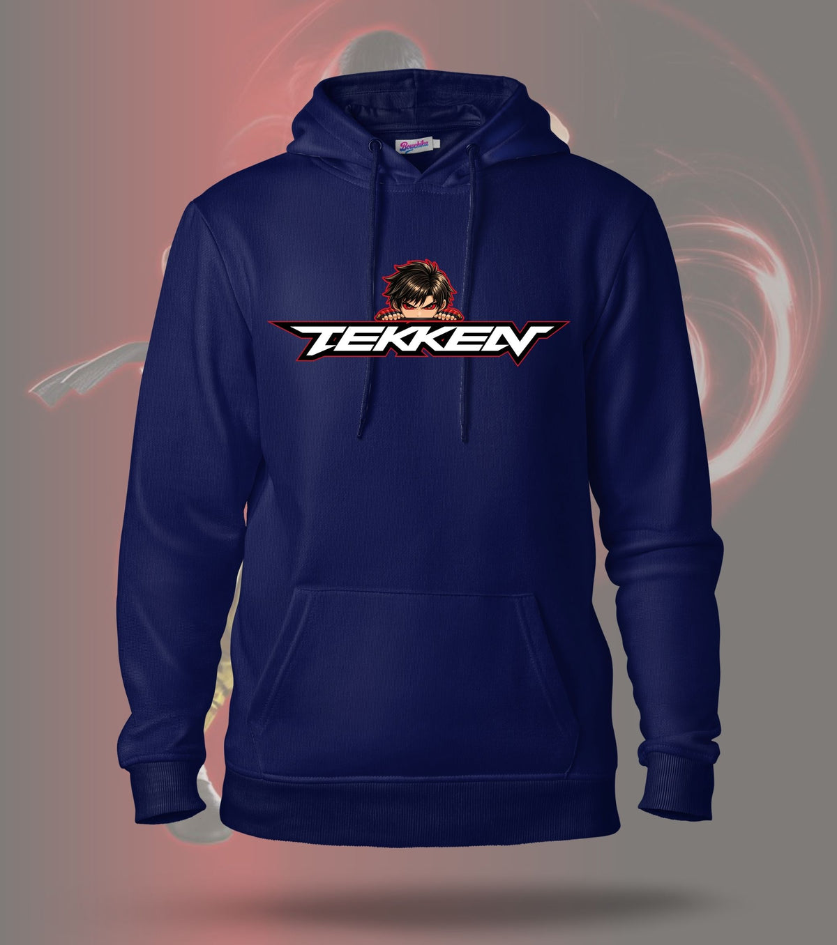 Tekken Golden Warrior hoodie front view, navy colour