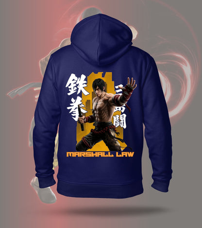 Tekken Golden Warrior hoodie back print, navy colour