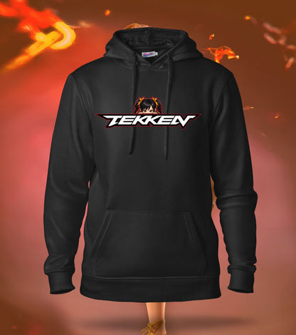 Tekken King of Iron Fist hoodie front view, black colour