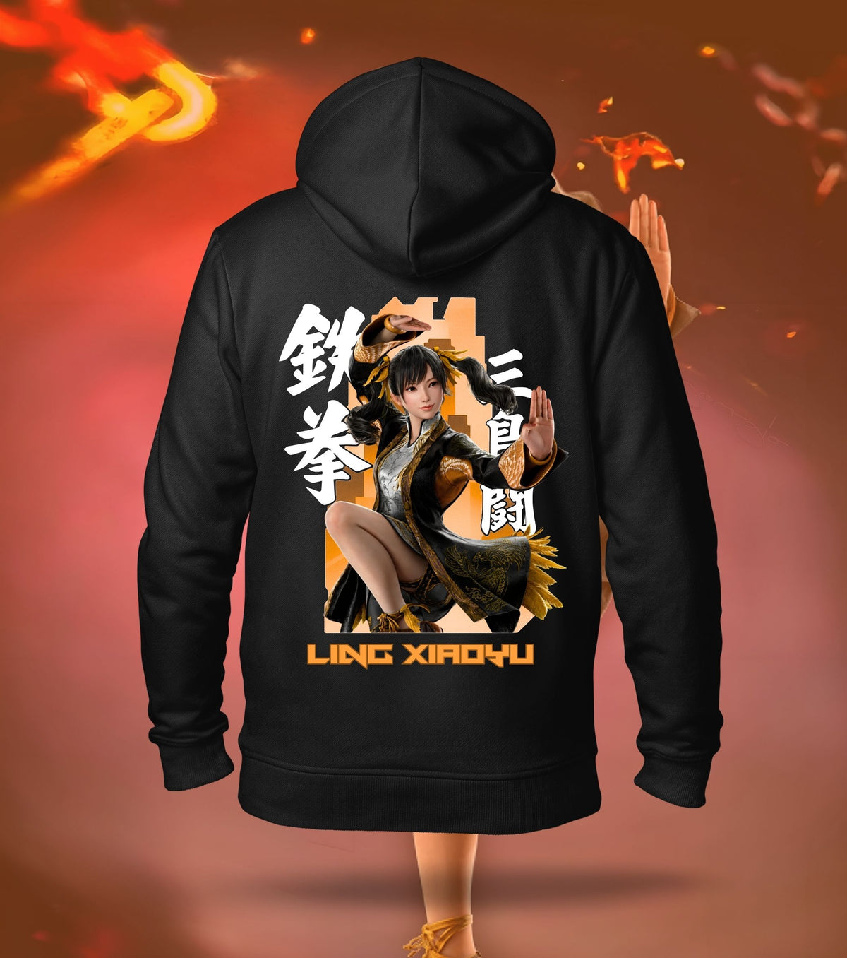 Tekken King of Iron Fist hoodie back print, black colour