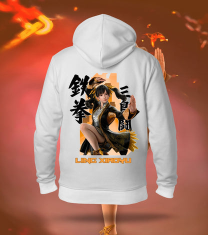 Tekken King of Iron Fist hoodie back print, white colour