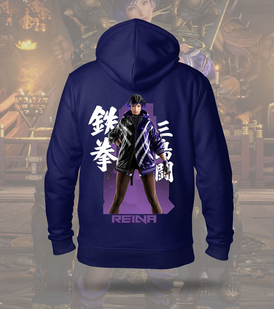 Tekken Purple Combat hoodie back print, navy colour