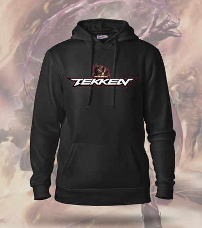 Tekken Red Strike hoodie front view, black colour