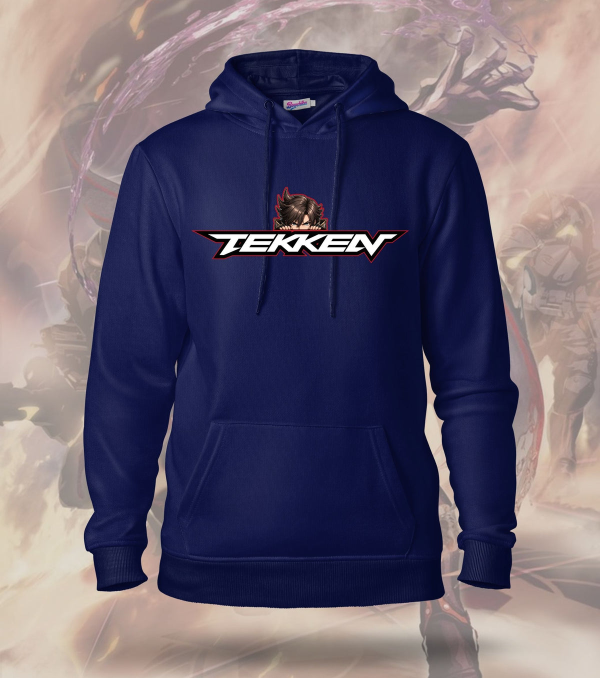 Tekken Red Strike hoodie front view, navy colour