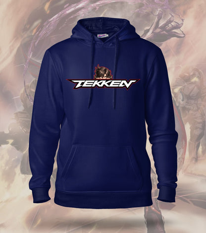 Tekken Red Strike hoodie front view, navy colour