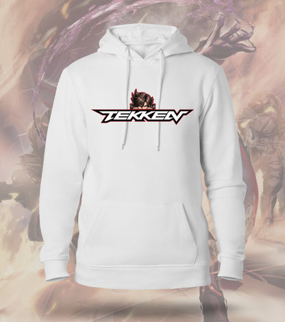 Tekken Red Strike hoodie front view, white colour