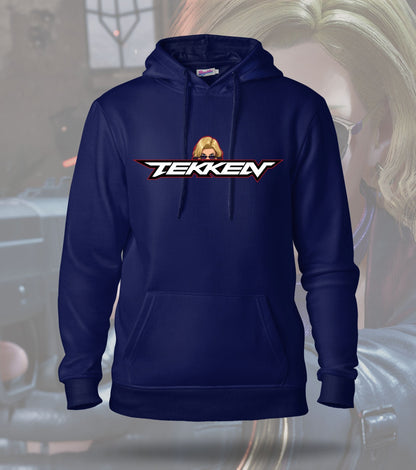 Tekken Crimson Clash hoodie front view, navy colour
