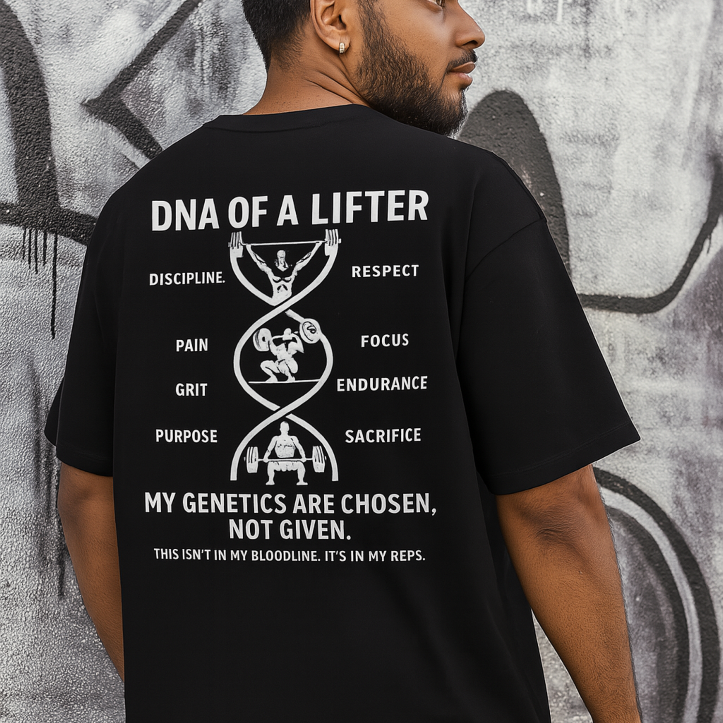 DNA of a Lifter – Oversized Motivational Gym Tee Oversized T-Shirt