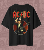 AC/DC Angus Young Guitar Graphic Oversized T-Shirt