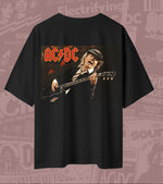 AC/DC Angus Young Portrait Guitar Graphic Oversized T-Shirt