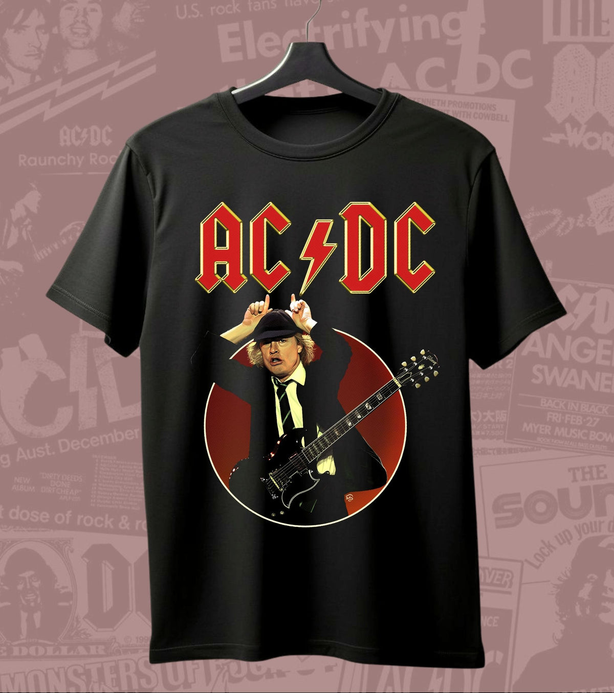 AC/DC Angus Young Guitar Circle Graphic Regular T-Shirt
