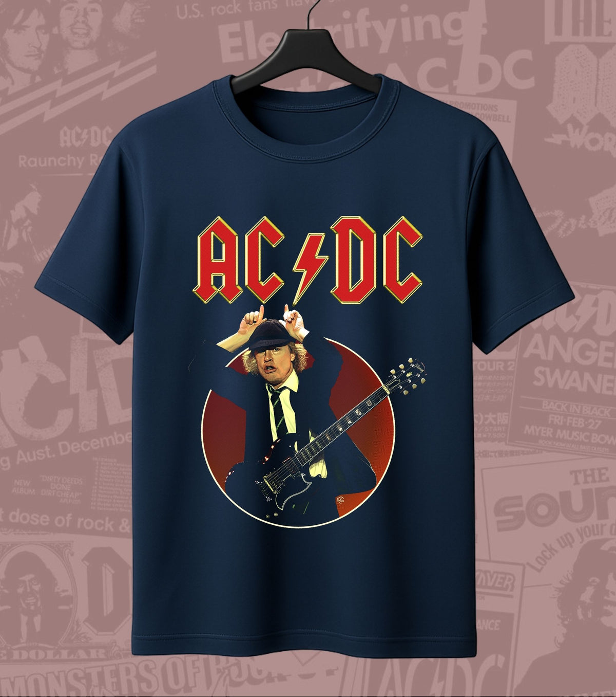 AC/DC Angus Young Guitar Circle Graphic Regular T-Shirt