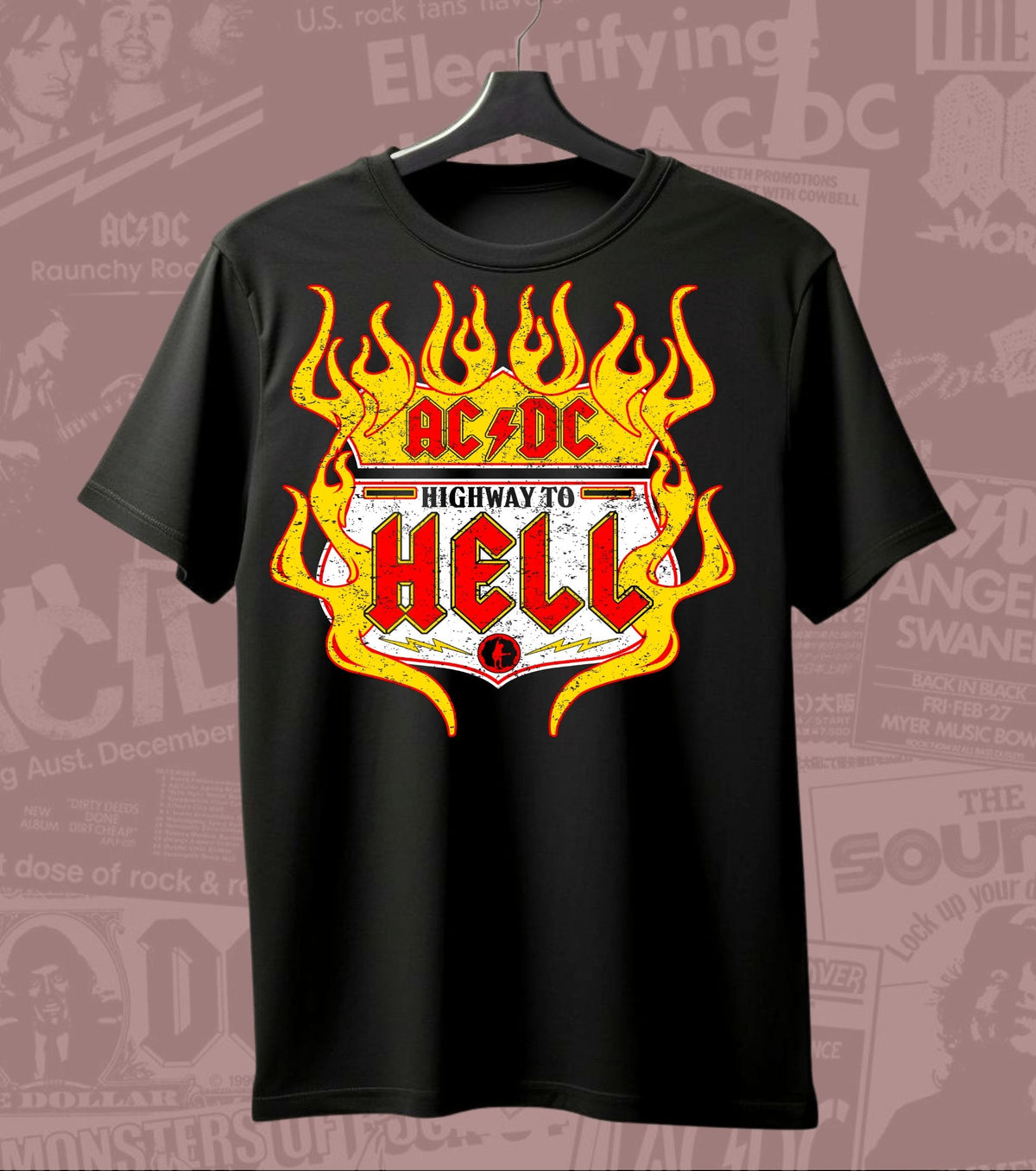 AC/DC Highway to Hell Flame Graphic Regular T-Shirt