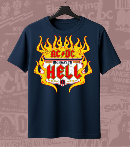 AC/DC Highway to Hell Flame Graphic Regular T-Shirt