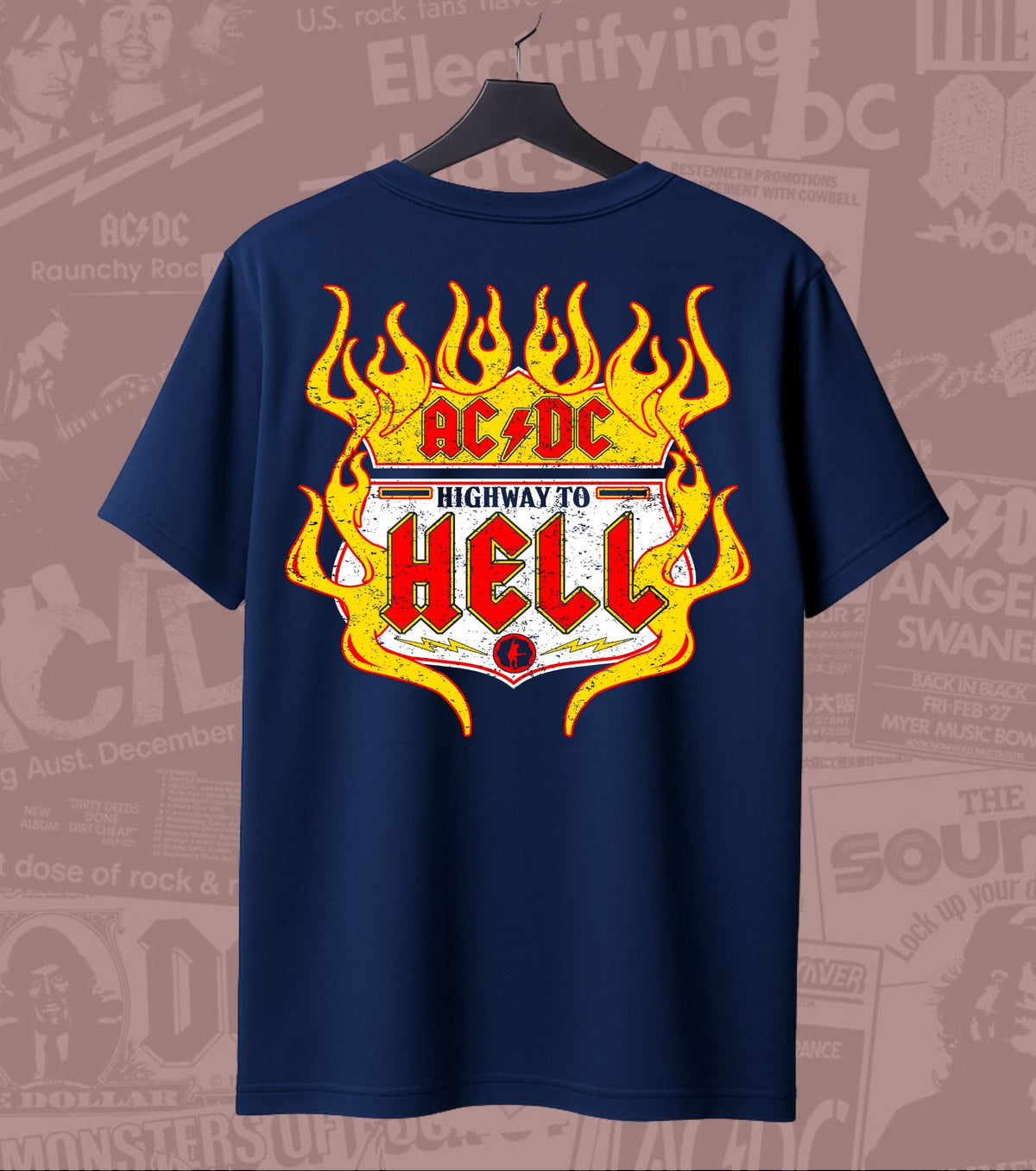 AC/DC Highway to Hell Flame Graphic Regular T-Shirt