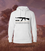 AKM – Classic Power Modern Style BGMI Hoodie | 300 GSM Brushed Fleece - White / XS / Regular - BGMI/PUBG