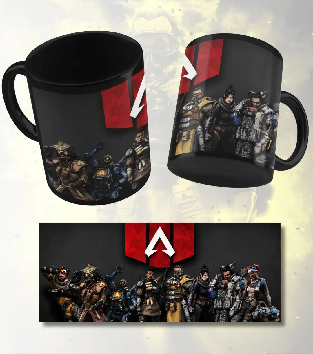 Apex Legends Ceramic Gaming Mug | Premium Coffee Mug for Gamers | White & Black - Black - Mug