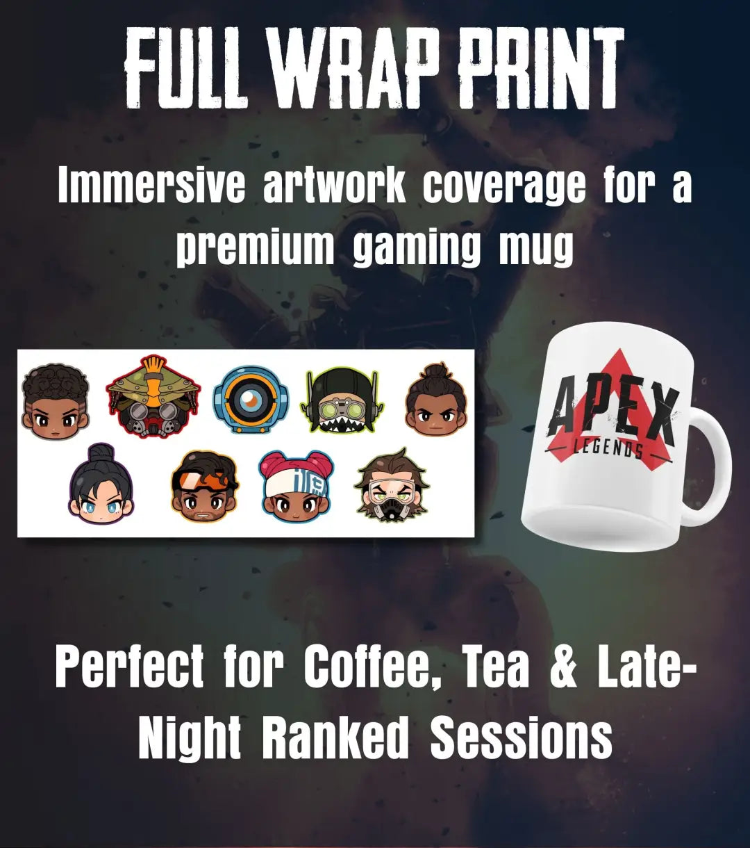 Apex Legends Chibi Characters Ceramic Gaming Mug | Cute Gamer Coffee Mug | White & Black - Mug