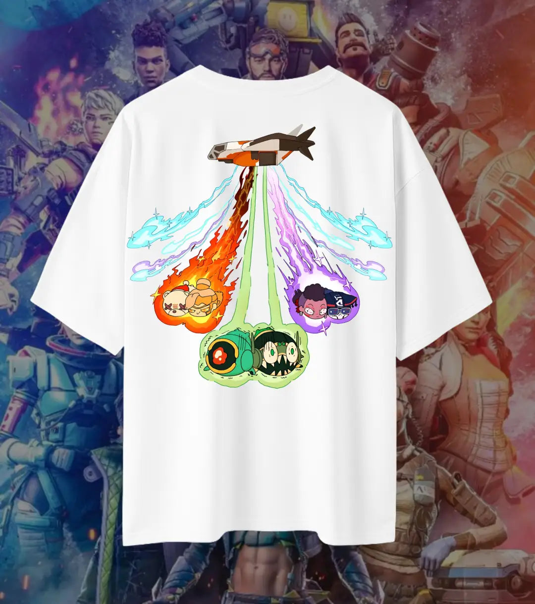 Apex Legends Nessie Squad Oversized T-Shirt for Men & Women | 240 GSM Premium Cotton Gaming Graphic Tee | Cute Gamer