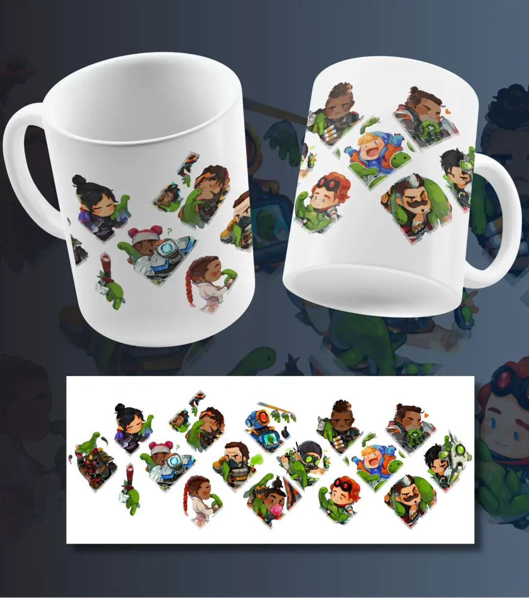 Apex Legends Nessie Sticker Ceramic Gaming Mug | Cute Legends Coffee Mug | White & Black - White - Mug