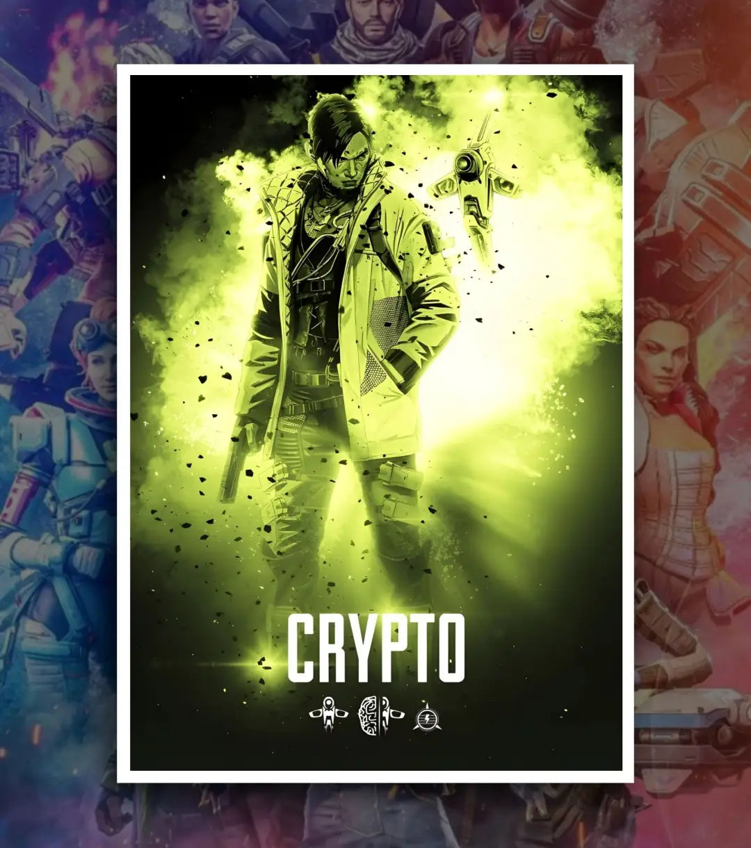 Apex Legends Premium Posters – A3 & A4 Sizes | High-Quality Gaming Wall Art - A3 / Crypto / White frame
