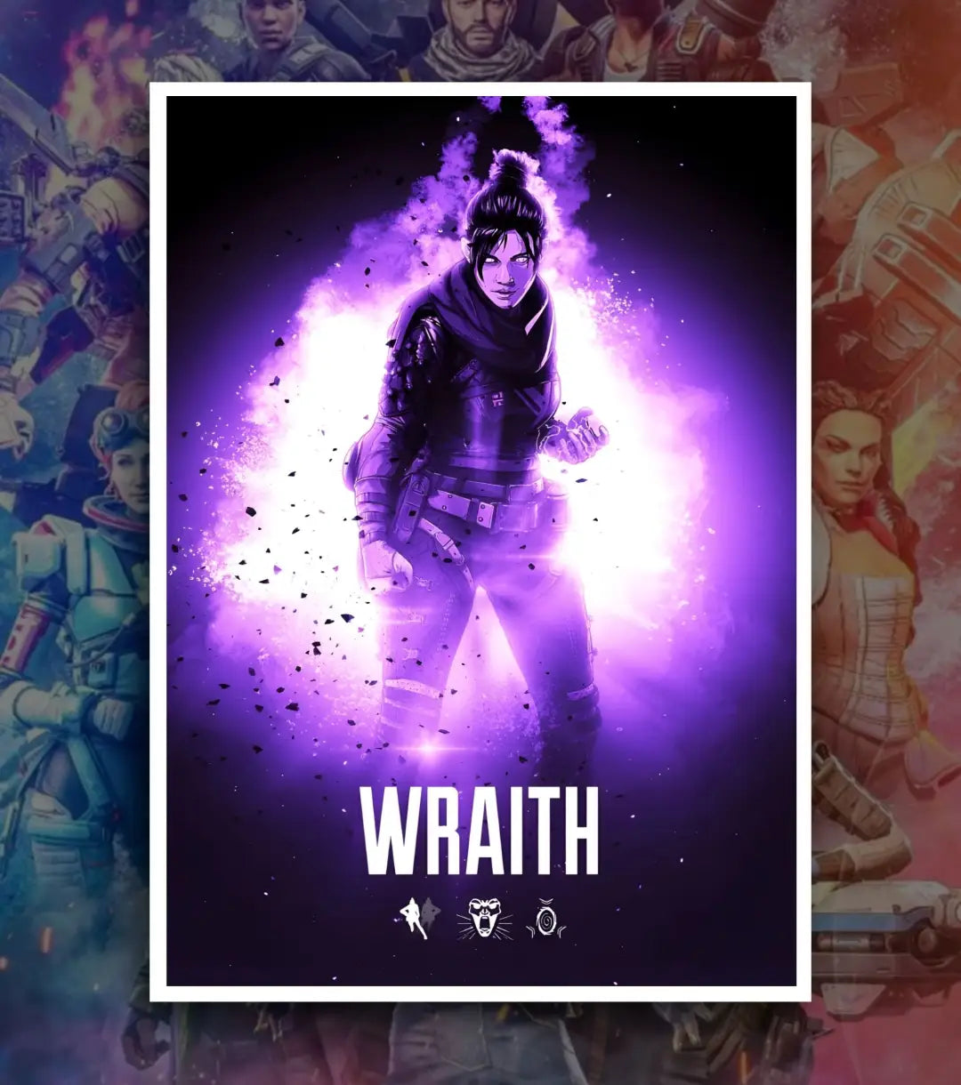 Apex Legends Premium Posters – A3 & A4 Sizes | High-Quality Gaming Wall Art - A3 / Wraith / White frame