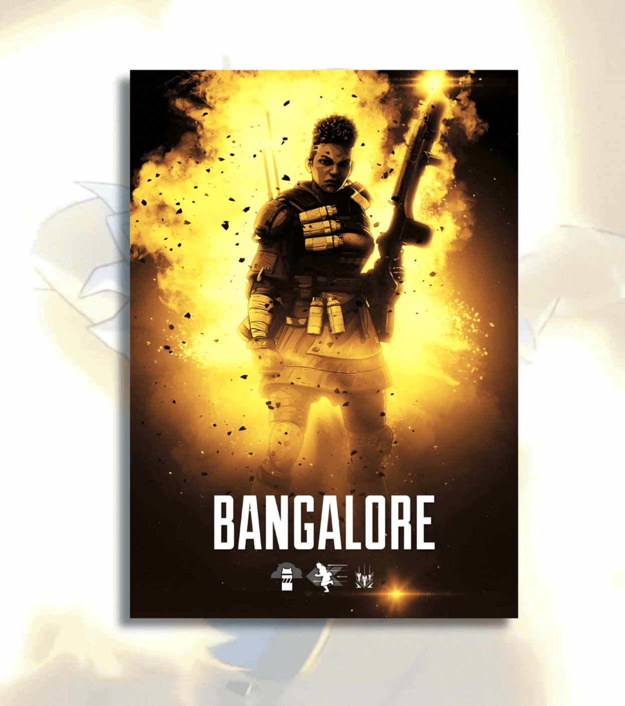 Apex Legends Premium Posters – A3 & A4 Sizes | High-Quality Gaming Wall Art - A3 / Bangalore / White frame