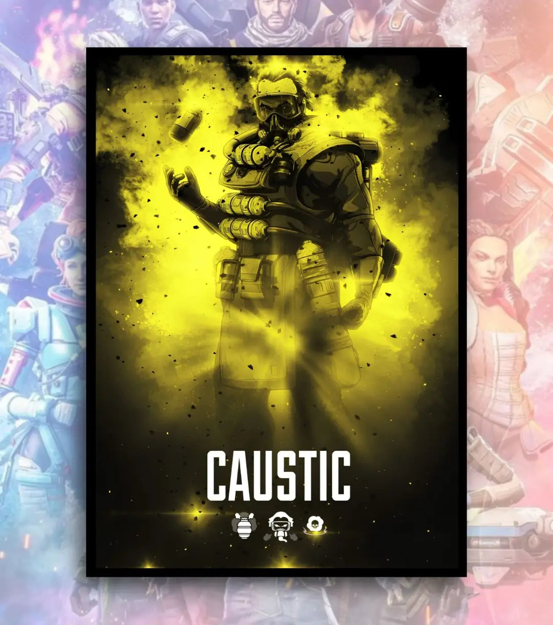 Apex Legends Premium Posters – A3 & A4 Sizes | High-Quality Gaming Wall Art - A3 / Caustic / Black Frame