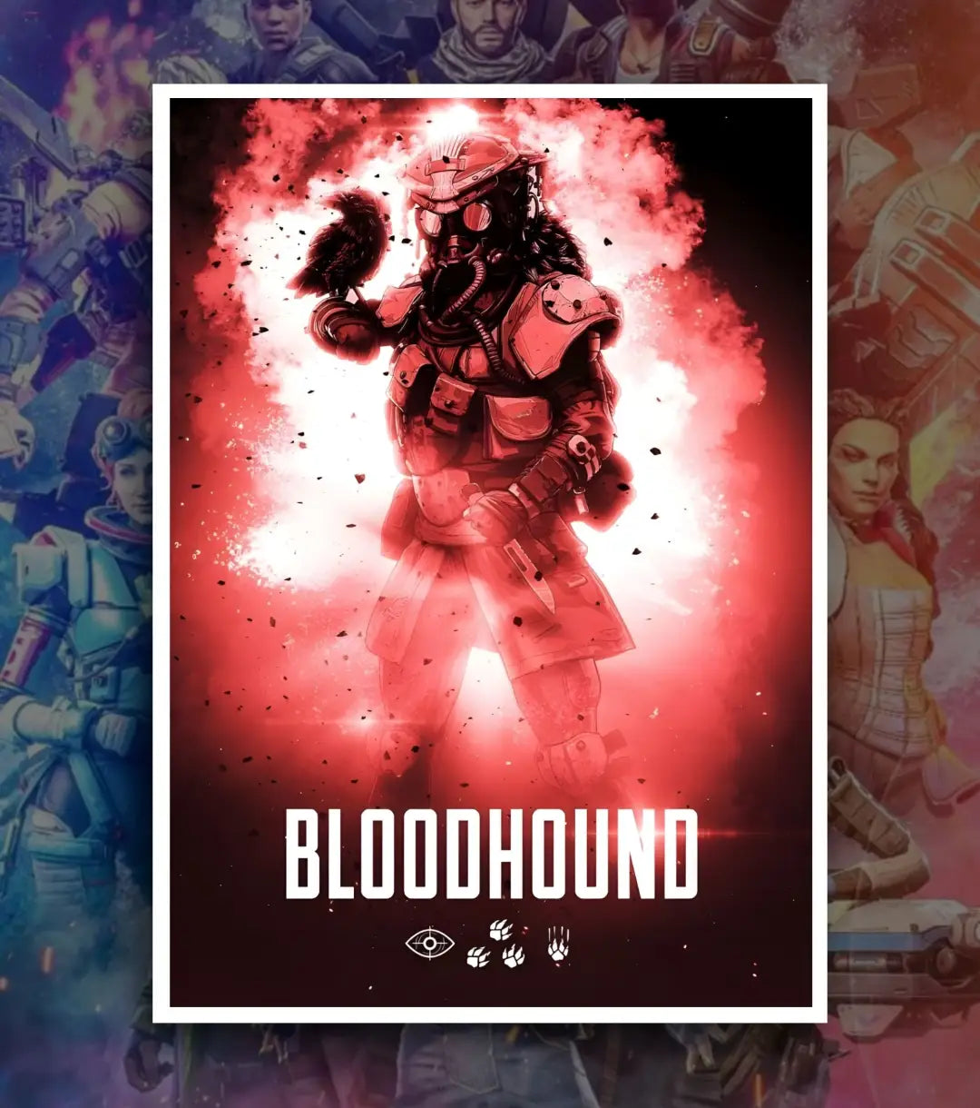 Apex Legends Premium Posters – A3 & A4 Sizes | High-Quality Gaming Wall Art - A3 / Bloodhound / White frame