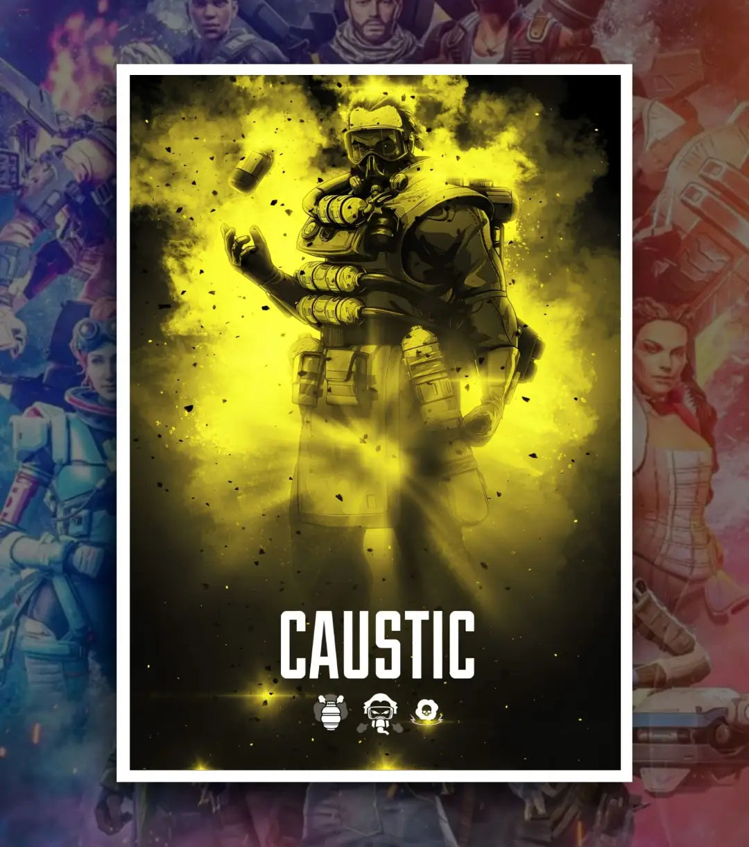 Apex Legends Premium Posters – A3 & A4 Sizes | High-Quality Gaming Wall Art - A3 / Caustic / White frame