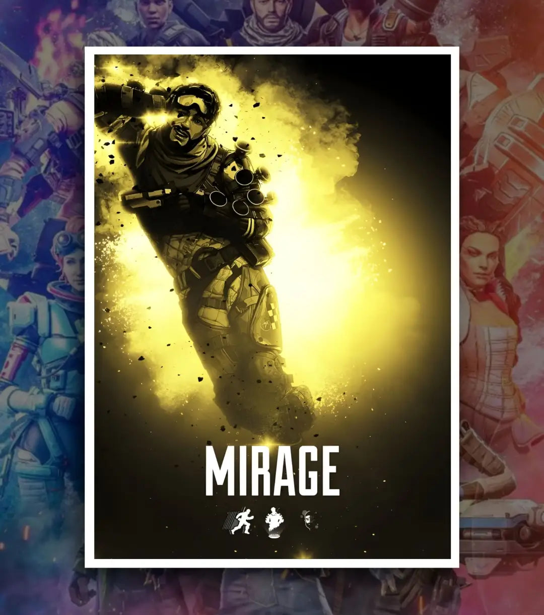 Apex Legends Premium Posters – A3 & A4 Sizes | High-Quality Gaming Wall Art - A3 / Mirage / White frame