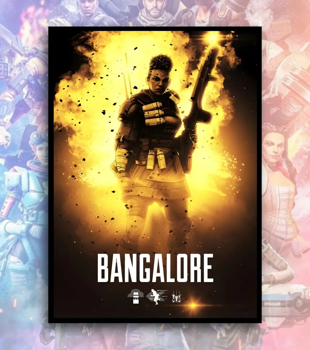 Apex Legends Premium Posters – A3 & A4 Sizes | High-Quality Gaming Wall Art - A3 / Bangalore / Black Frame