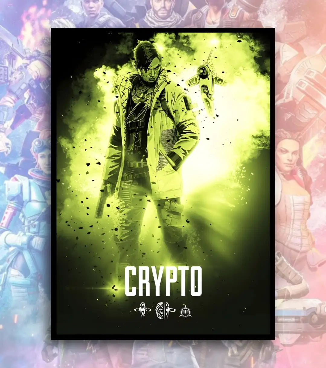 Apex Legends Premium Posters – A3 & A4 Sizes | High-Quality Gaming Wall Art - A3 / Crypto / Black Frame