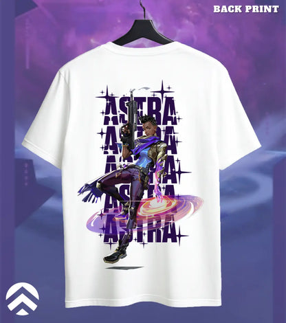 Astra - Cosmic Control Valorant T Shirt | Map-Wide Mastery Tee - Back (Dual Print) / White / S - Valorant