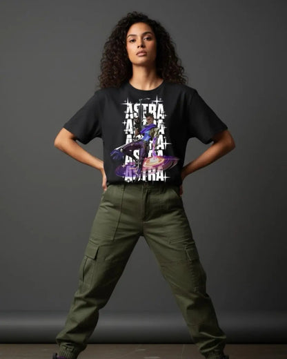 Astra - Cosmic Control Valorant T Shirt | Map-Wide Mastery Tee - Front Only / Black / S - Valorant