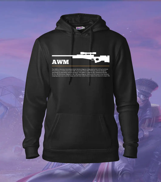 AWM – One Bullet One Knock BGMI Hoodie | 300 GSM Brushed Fleece - Black / XS / Regular - BGMI/PUBG