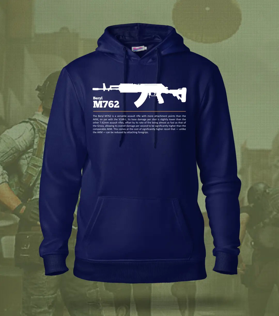 Beryl M762 Combat Hoodie – Winter Gamer Gear BGMI | 300 GSM Brushed Fleece - Navy / XS / Regular - BGMI/PUBG