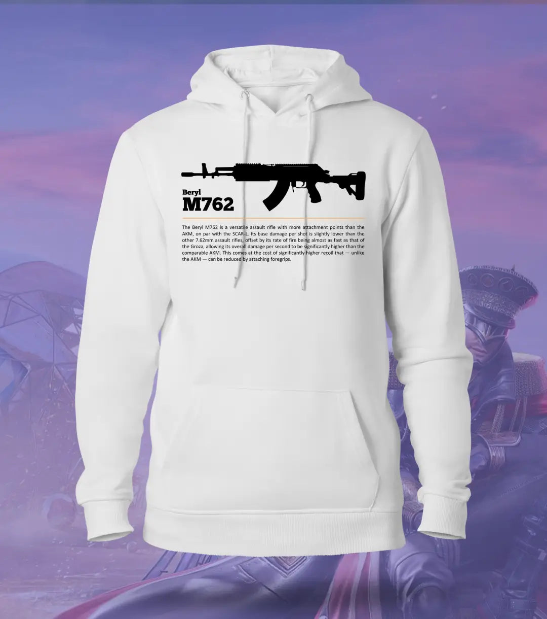 Beryl M762 Combat Hoodie – Winter Gamer Gear BGMI | 300 GSM Brushed Fleece - White / XS / Regular - BGMI/PUBG