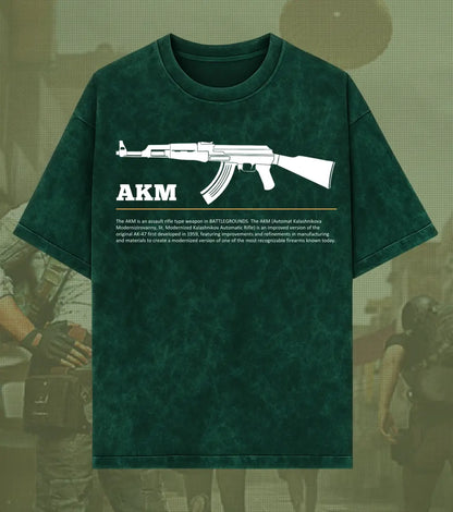 BGMI AKM – Hard-Hitting AR Acid Wash Oversized T-Shirt | 240 GSM Heavyweight Tee - BGMI/PUBG