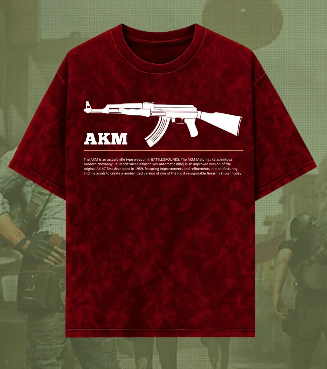 BGMI AKM – Hard-Hitting AR Acid Wash Oversized T-Shirt | 240 GSM Heavyweight Tee - BGMI/PUBG