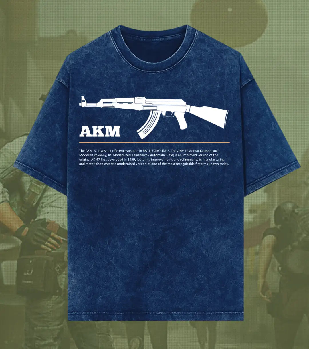 BGMI AKM – Hard-Hitting AR Acid Wash Oversized T-Shirt | 240 GSM Heavyweight Tee - BGMI/PUBG