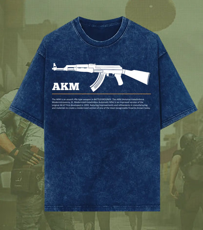 BGMI AKM – Hard-Hitting AR Acid Wash Oversized T-Shirt | 240 GSM Heavyweight Tee - BGMI/PUBG