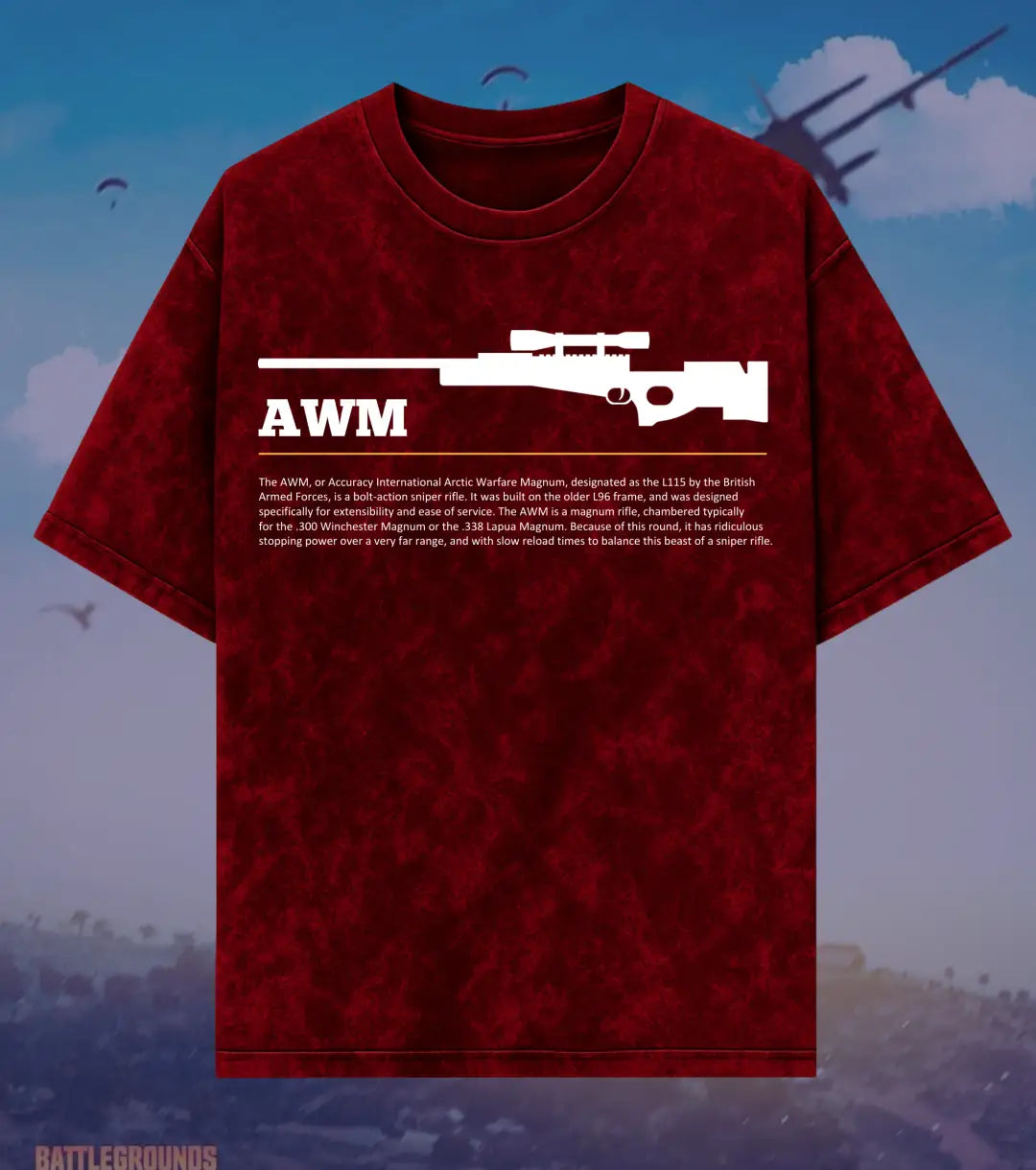 BGMI AWM – One-Shot Legend Acid Wash Oversized T-Shirt | 240 GSM Heavyweight Tee - Maroon / S - BGMI/PUBG