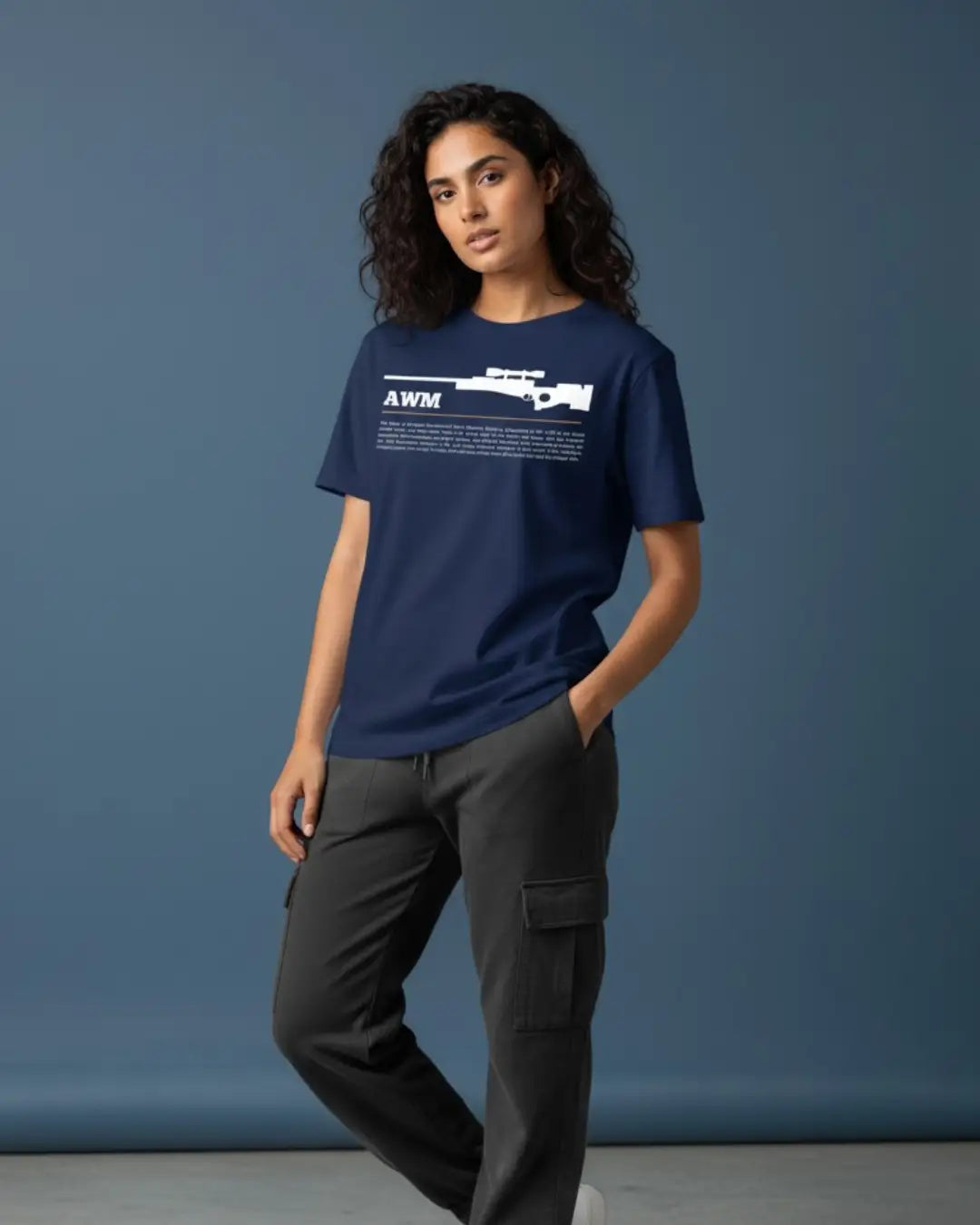 BGMI AWM Oversized T-Shirt – One-Shot Knockout | 240 GSM Heavyweight Gamer Tee - Navy / XS / 180GSM - Valorant