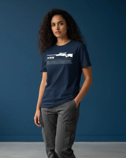 BGMI AWM T-Shirt | PUBG Sniper Rifle Graphic Tee - Navy / S - BGMI/PUBG