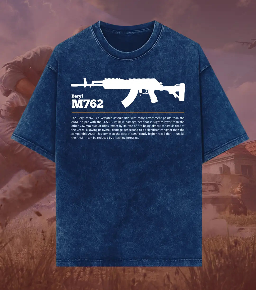 BGMI Beryl M762 – Heavy Spray Acid Wash Oversized T-Shirt | 240 GSM Heavyweight Tee - BGMI/PUBG