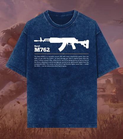 BGMI Beryl M762 – Heavy Spray Acid Wash Oversized T-Shirt | 240 GSM Heavyweight Tee - BGMI/PUBG