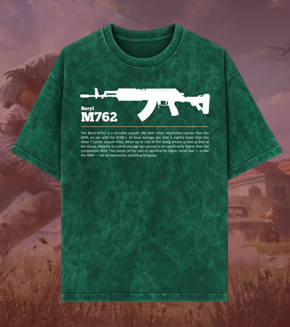BGMI Beryl M762 – Heavy Spray Acid Wash Oversized T-Shirt | 240 GSM Heavyweight Tee - BGMI/PUBG